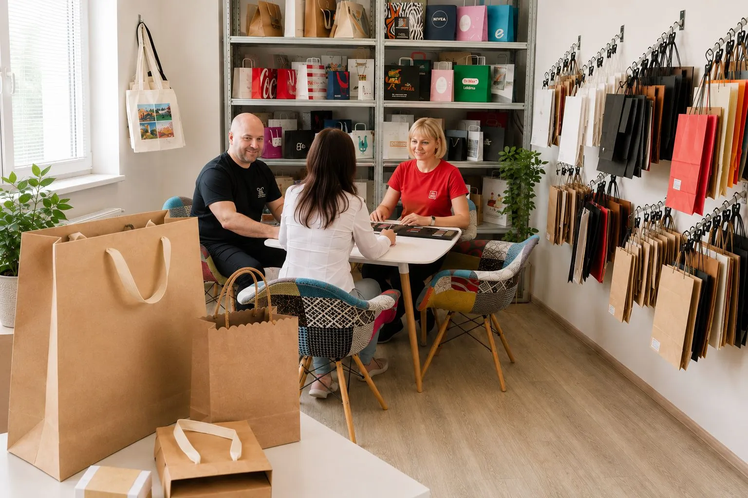 Colorful printed paper bags from EasyBag suppliers' production
